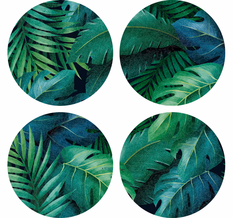 Olika gröna blad glasunderlägg modern glasunderlägg - Tenstickers