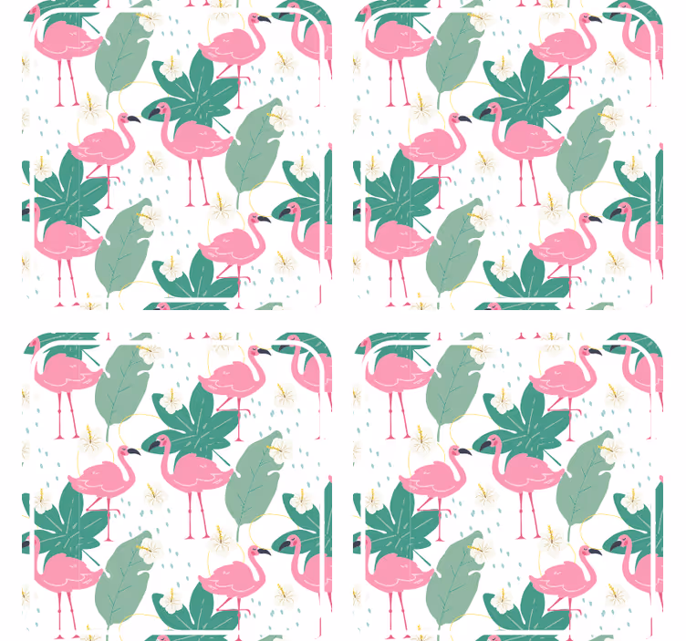 Glasunderlägg nördar med flamingomönster och blad - Tenstickers