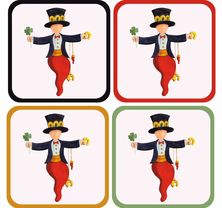 Glasunderlägg nördar lekfull karaktär med klöver - Tenstickers