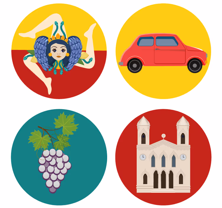 Glasunderlägg modernt siciliansk mytologi druvor - Tenstickers