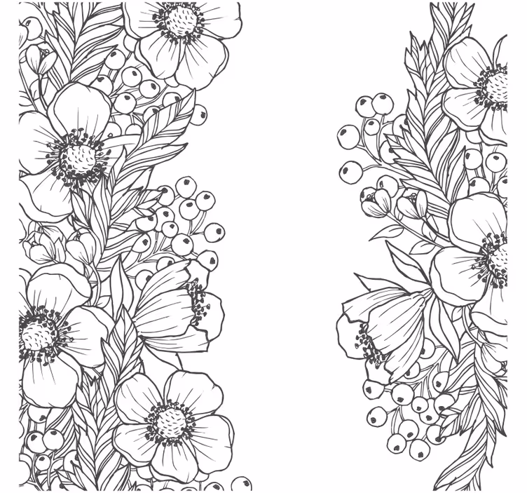 Glasunderlägg med blommönster i konturer - Tenstickers