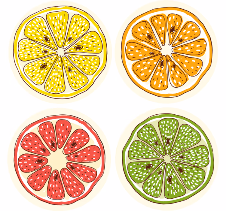Olika frukter vintage glasunderlägg - Tenstickers