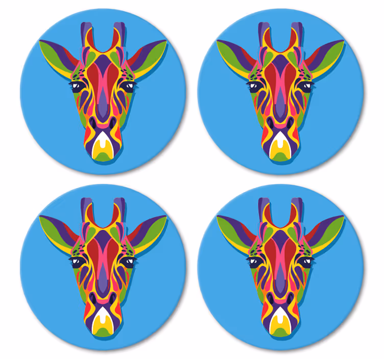 Mångfärgad giraffmålning modern glasunderlägg - Tenstickers