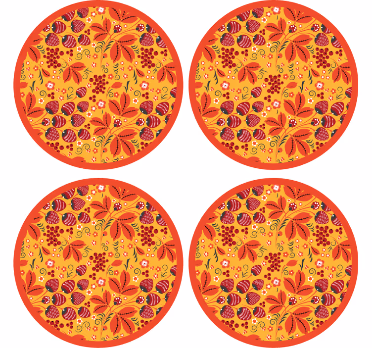 Glasunderlägg med livfullt blommotiv - Tenstickers