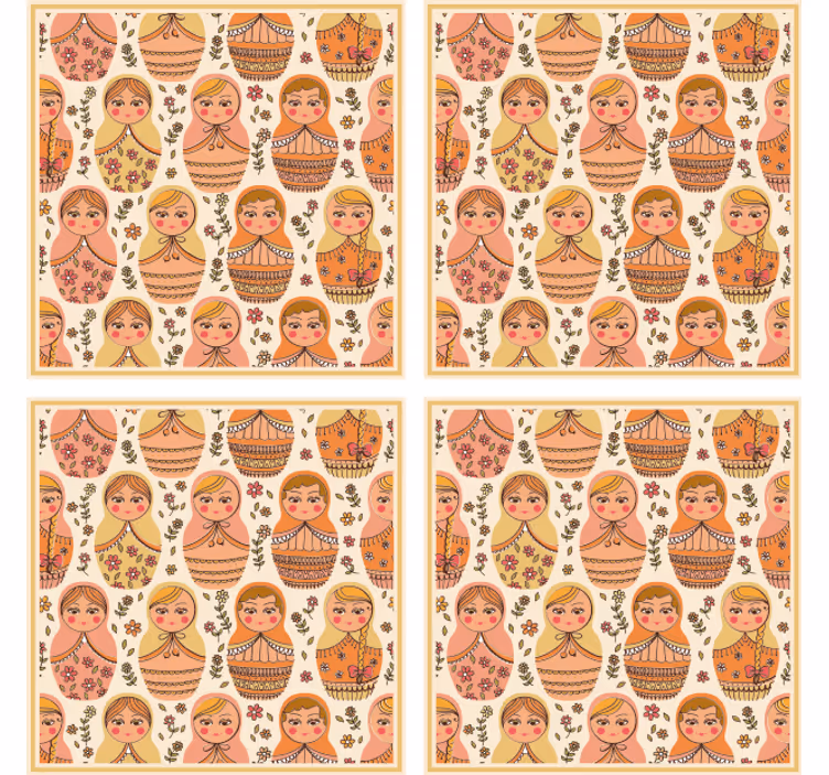 Glasunderlägg nördar färgglada matryoshka-dockor - Tenstickers