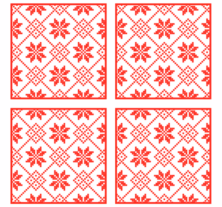 Julunderlägg röd blommönster - Tenstickers