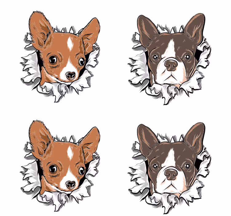 Glasunderlägg nördar chihuahua och bulldogansikten - Tenstickers