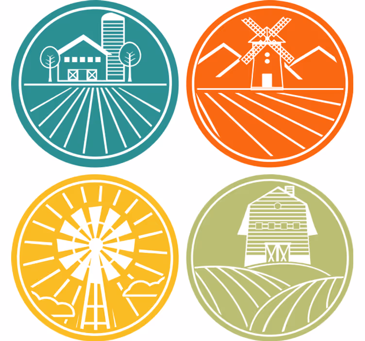 Glasunderlägg vintage med lantlig cirkulär grafik - Tenstickers
