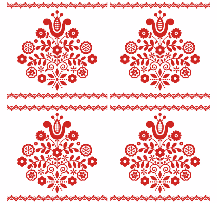 Glasunderlägg blommigt folkmotiv - Tenstickers