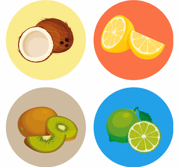 Glasunderlägg modernt fruktillustrationer kollektion - Tenstickers