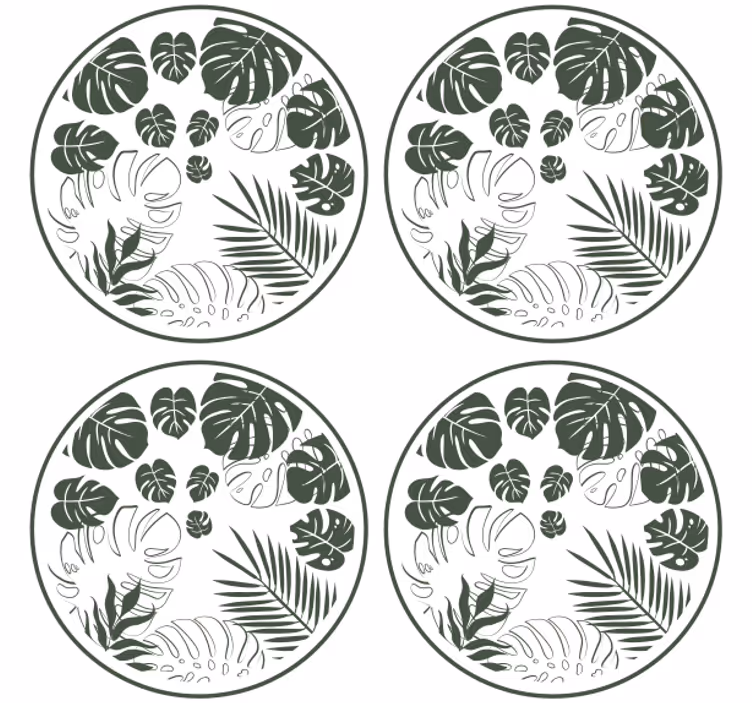 Monstera med grön gräns fler kustunderlägg - Tenstickers