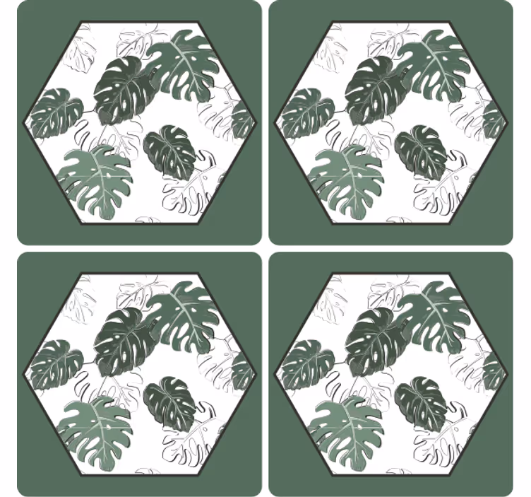 Hexagon monstera fler glasunderlägg - Tenstickers
