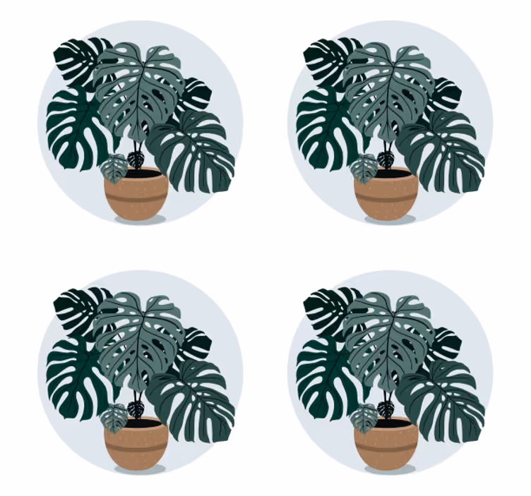 Glasunderlägg modernt monstera växtillustration - Tenstickers