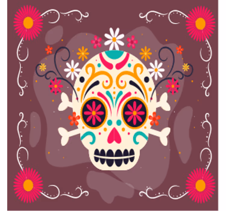 Glasunderlägg halloween färgglad skallemotiv - Tenstickers