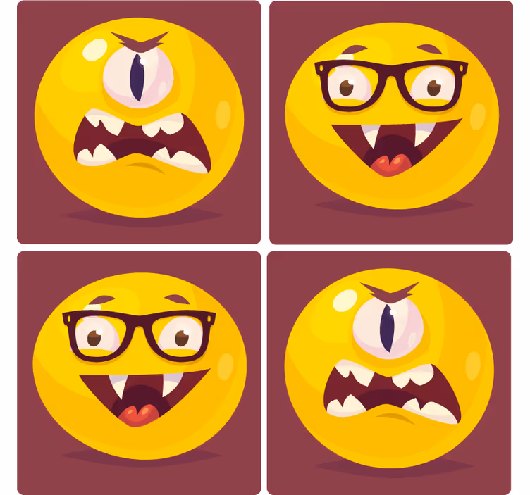 Glasunderlägg nördar med lekfulla smileys - Tenstickers