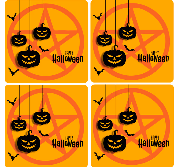 Läskigt pumpamotiv Glasunderlägg Halloween - Tenstickers