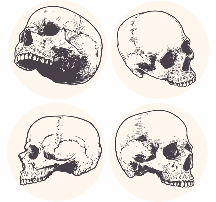 Glasunderlägg nördar med dödskalleillustrationer - Tenstickers