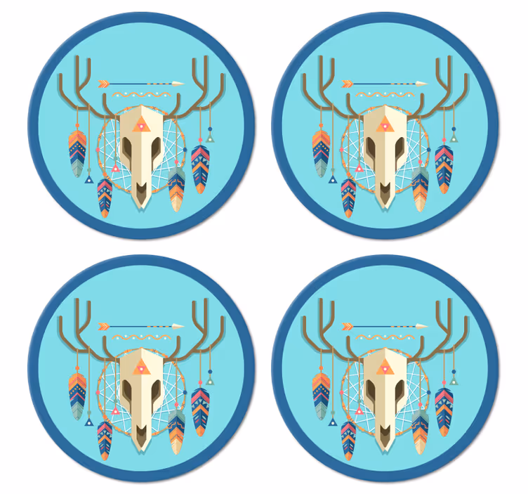 Skalle boho stil modern glasunderlägg - Tenstickers