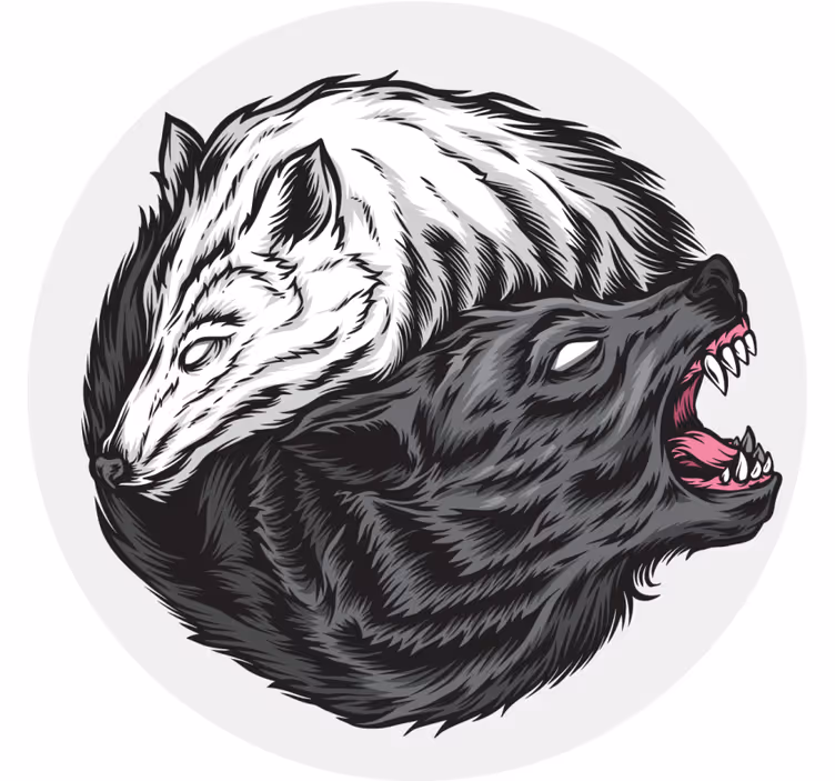 Yin yang varg illustration halloween glasunderlägg - Tenstickers