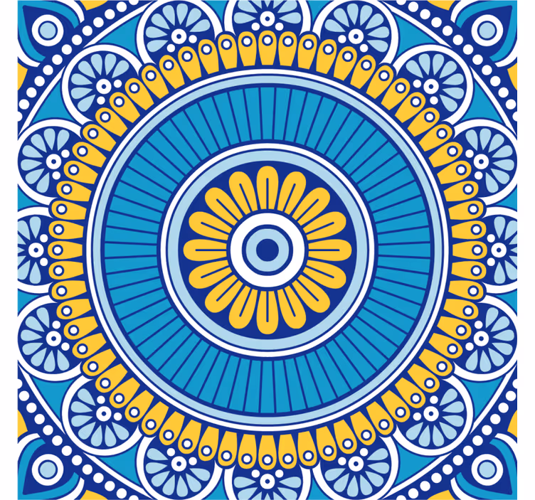 Glasunderlägg med geometriskt blommotiv - Tenstickers