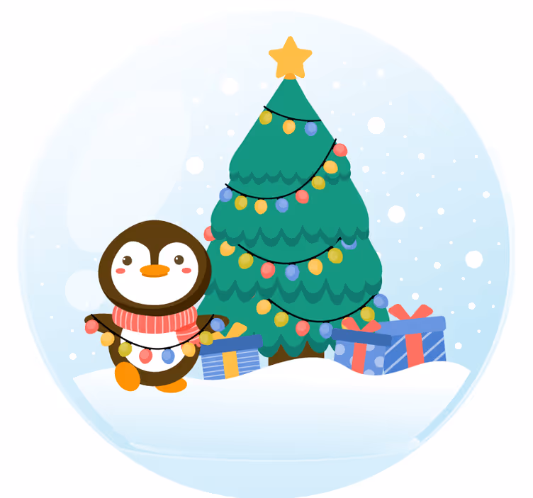 Julunderlägg pingvin med julgran - Tenstickers