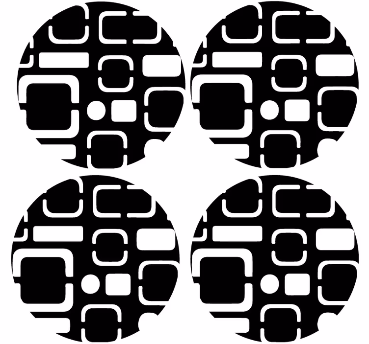 Glasunderlägg med geometriska svarta motiv - Tenstickers