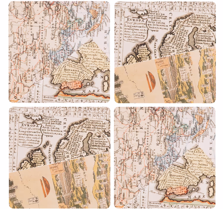 Glasunderlägg vintage med kartmotiv - Tenstickers