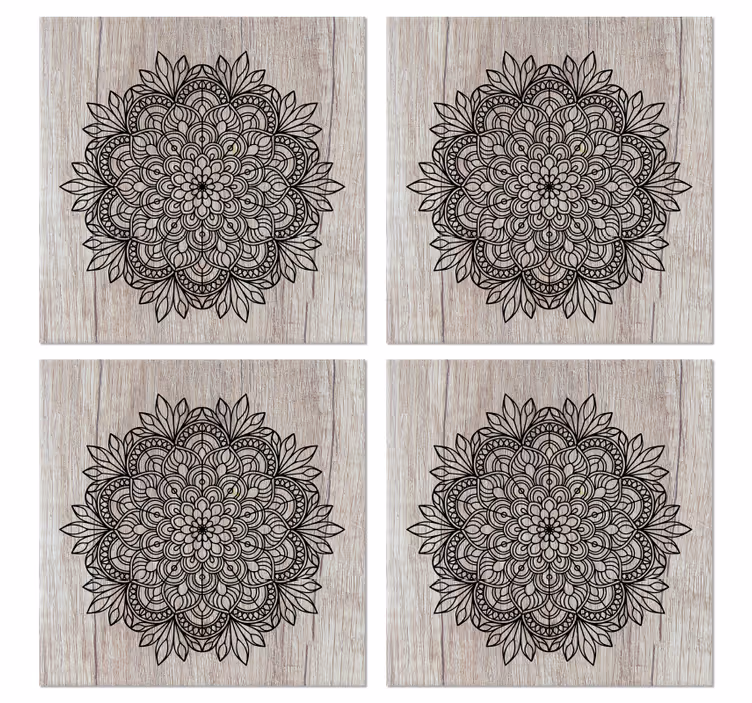 Svart mandala på träplattorna - Tenstickers