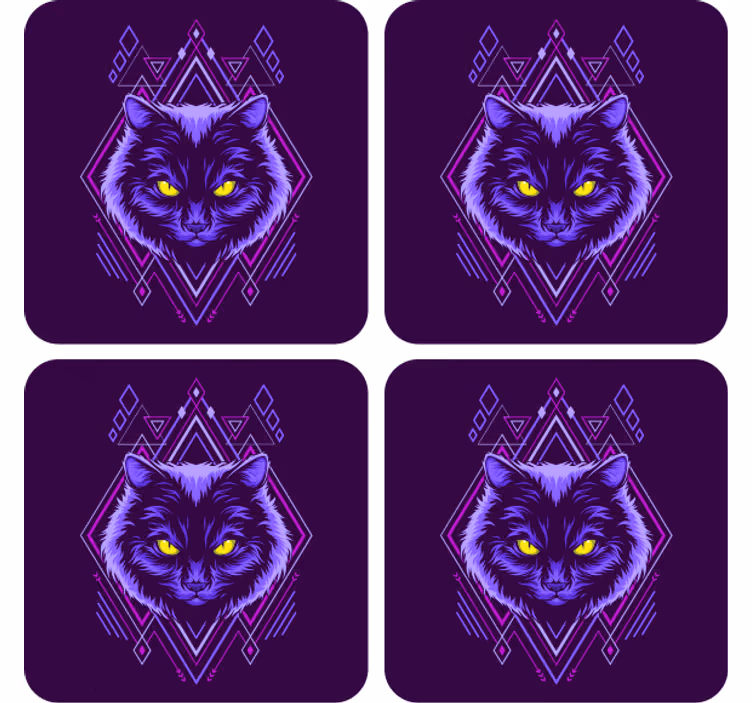 Glasunderlägg nördar snygg kattillustration - Tenstickers