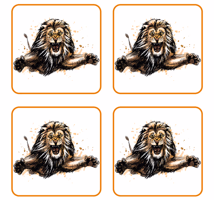 Målad lejon modern glasunderlägg - Tenstickers
