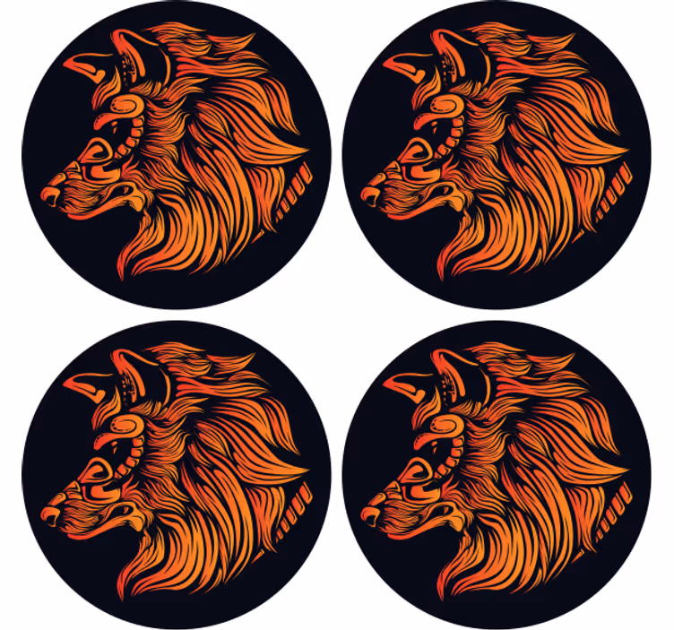 Glasunderlägg vintage vargprofil - Tenstickers