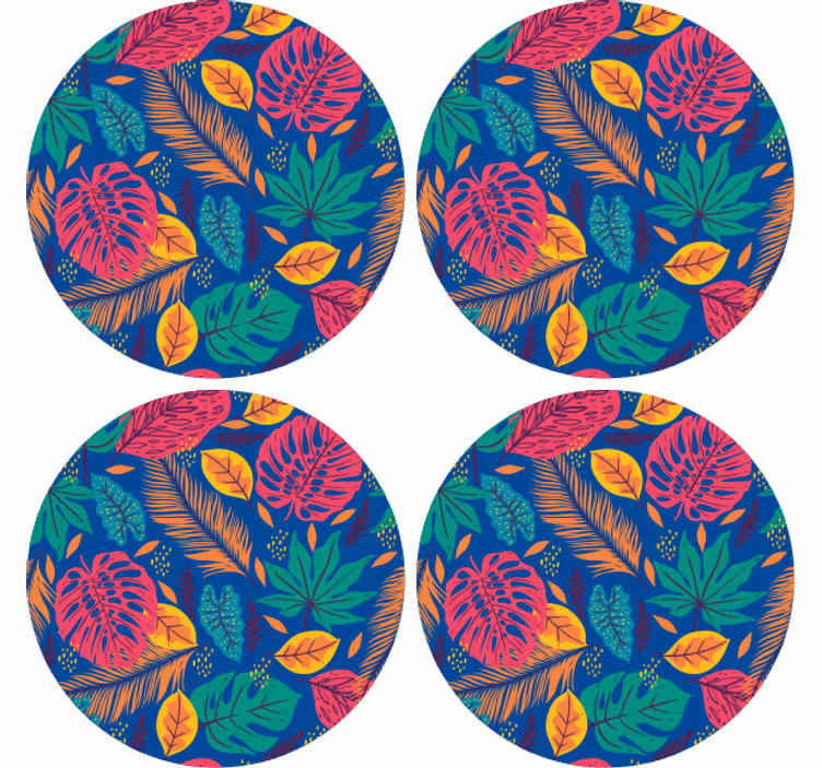 Glasunderlägg med tropiskt bladmönster - Tenstickers