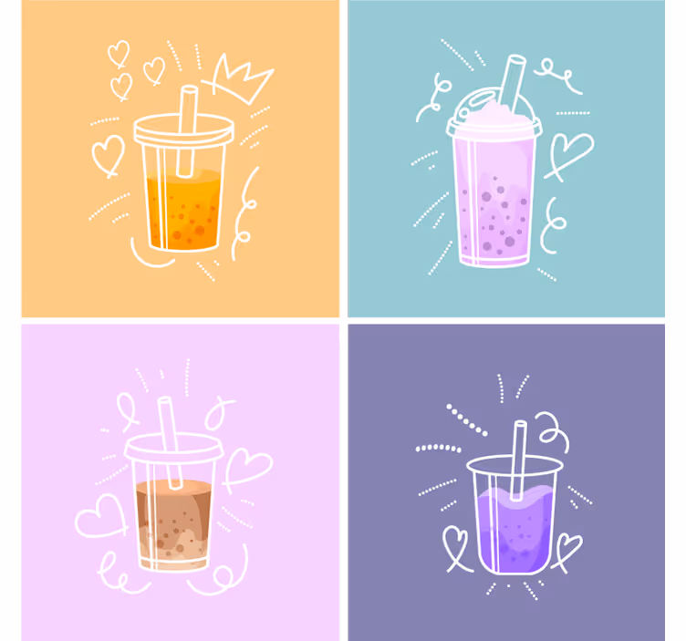 Glasunderlägg modernt färgglada dryckillustrationer - Tenstickers