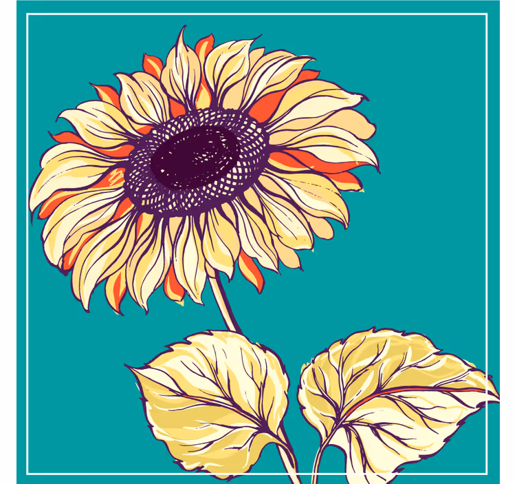 Glasunderlägg öl med livfull solrosillustration - Tenstickers