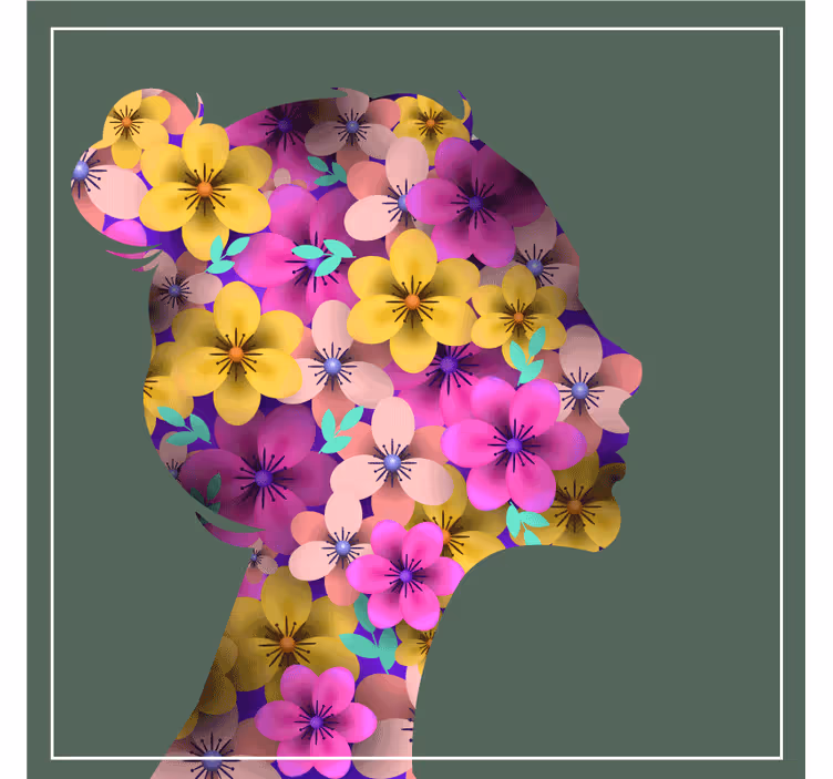 Glasunderlägg modernt blomster silhuett profil - Tenstickers