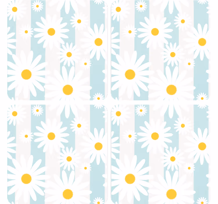 Glasunderlägg nördar med prästkrageblommor - Tenstickers