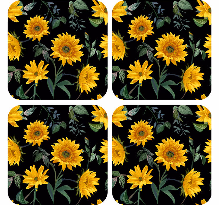 Glasunderlägg modernt solrosblommönster - Tenstickers