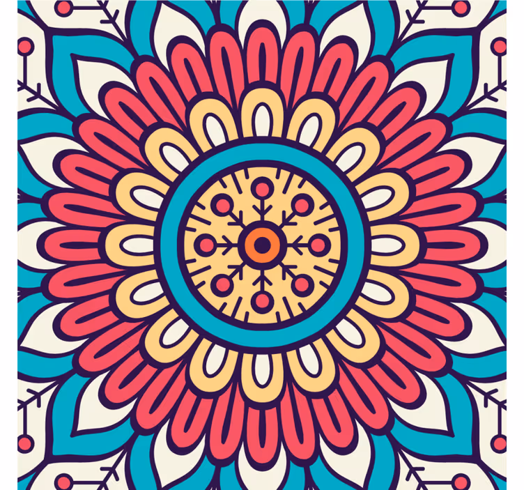 Cirkulärt blommönster glasunderlägg - Tenstickers