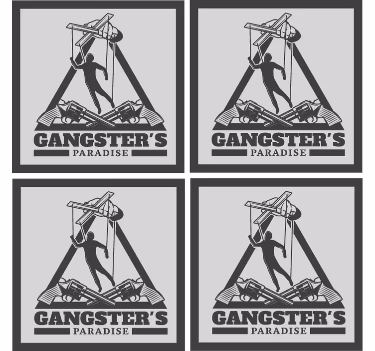 Glasunderlägg öl med gangsterinspirerad illustration - Tenstickers
