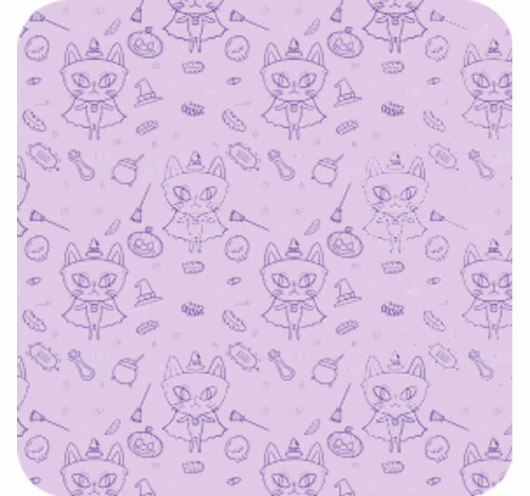 Glasunderlägg halloween kattmotiv med lekfulla detaljer - Tenstickers