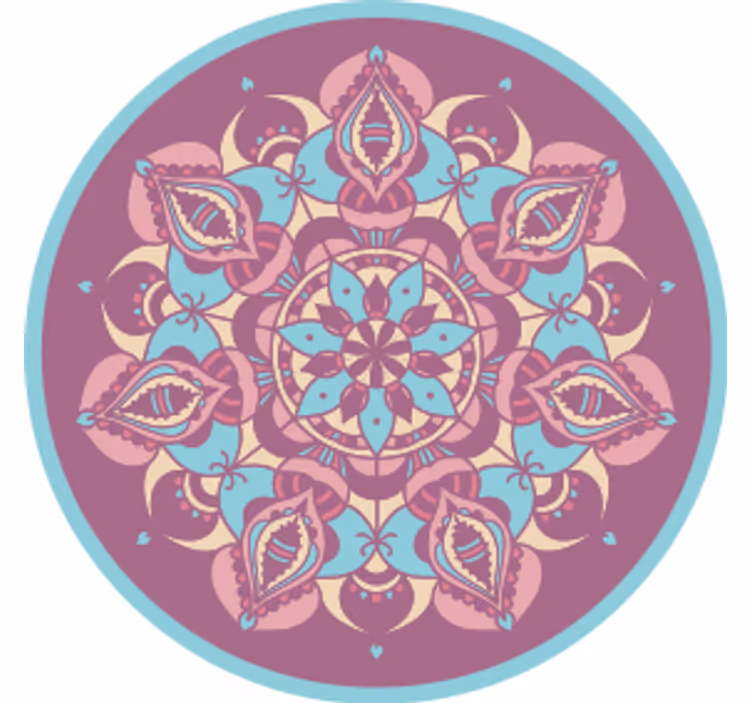 Mandala blå lila rosa vintage glasunderlägg - Tenstickers