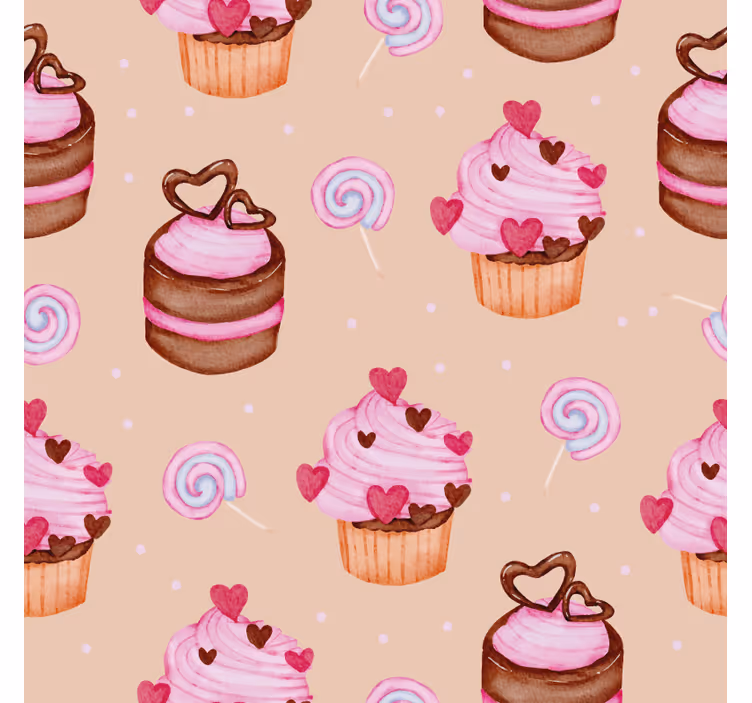 Anpassningsbar glasunderlägg söta cupcake mönster - Tenstickers