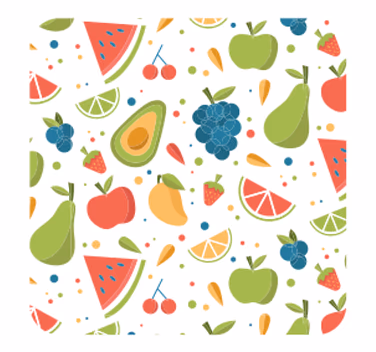 Glasunderlägg modernt med livfullt fruktmotiv - Tenstickers