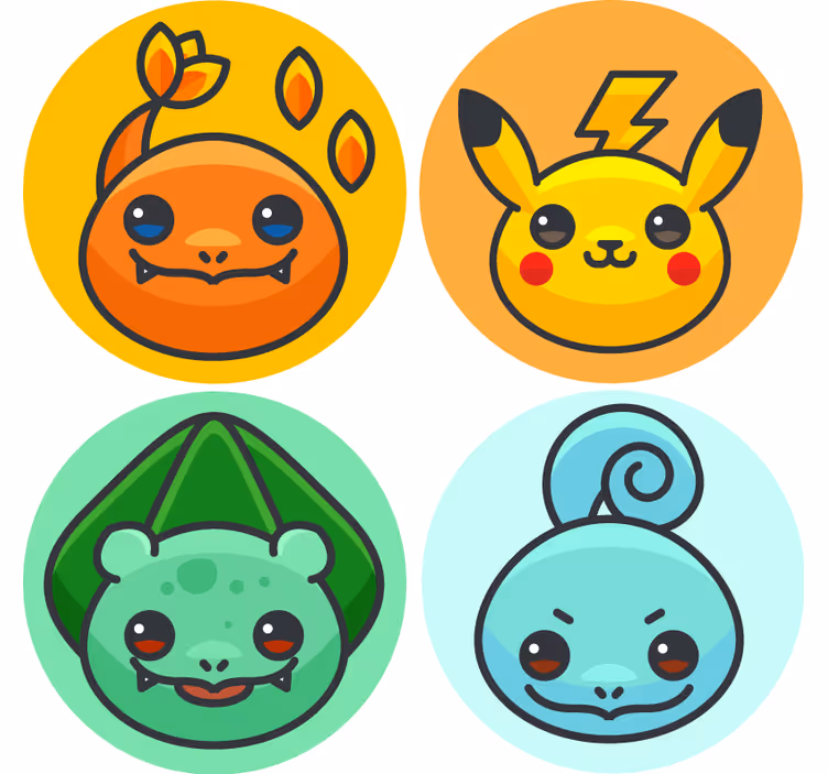 Pokemon karaktärer fler glasunderlägg - Tenstickers