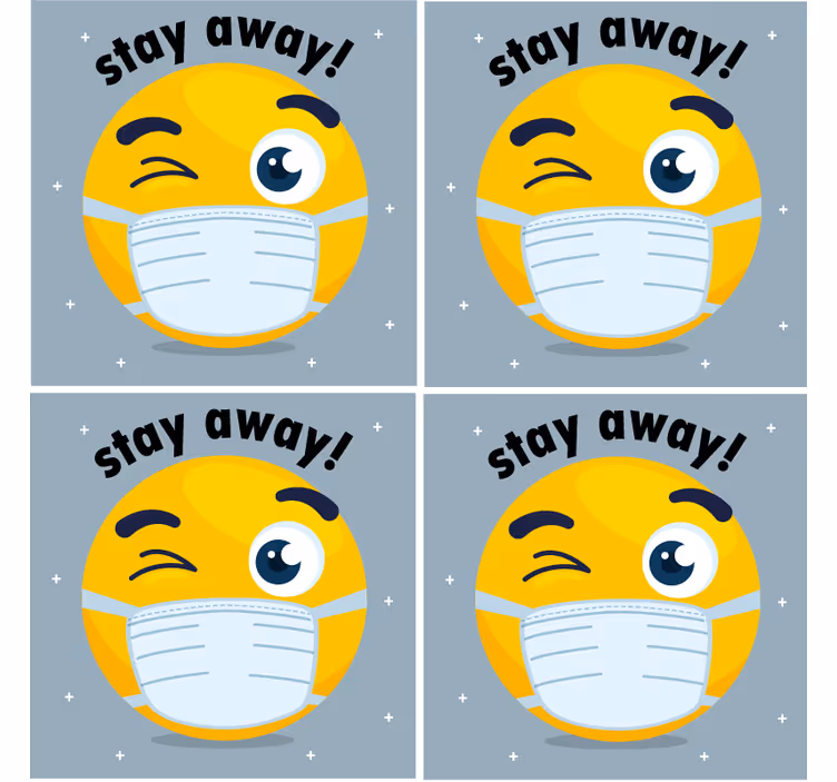 Glasunderlägg winkande emoji med mask - Tenstickers