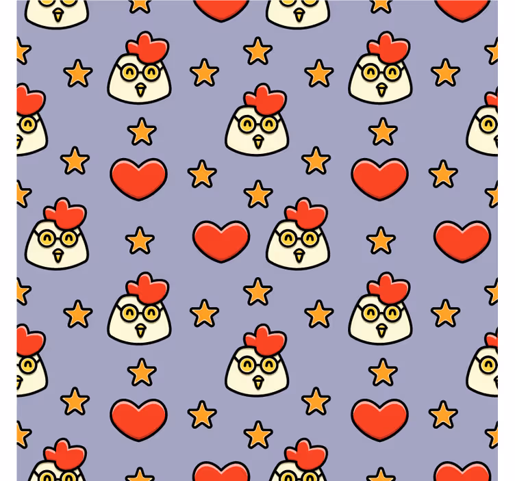 Tecknad kyckling doodle mönster modern glasunderlägg - Tenstickers