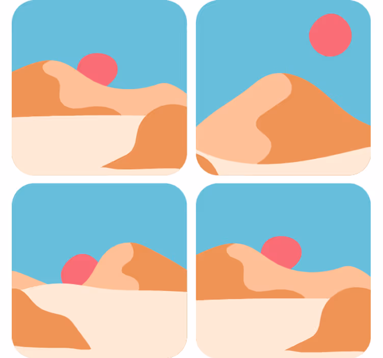 Glasunderlägg modernt styliserat Ökenlandskap - Tenstickers