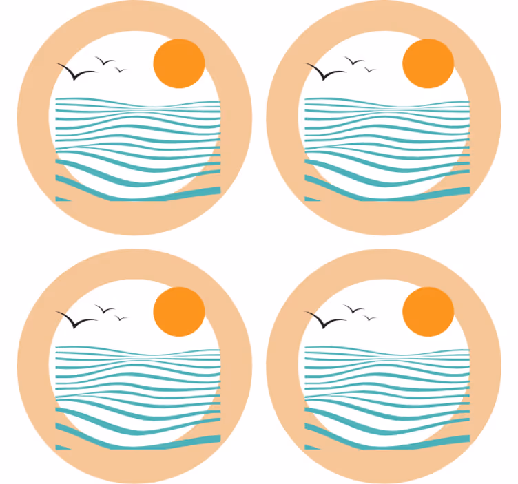 Glasunderlägg modernt vågmönster solnedgång - Tenstickers
