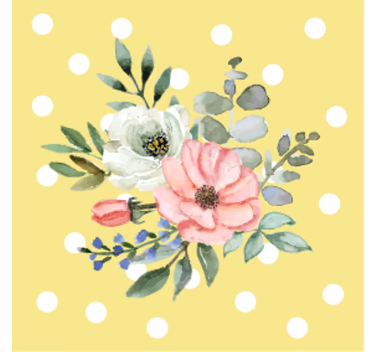Glasunderlägg modernt blomsterarrangemang med prickar - Tenstickers