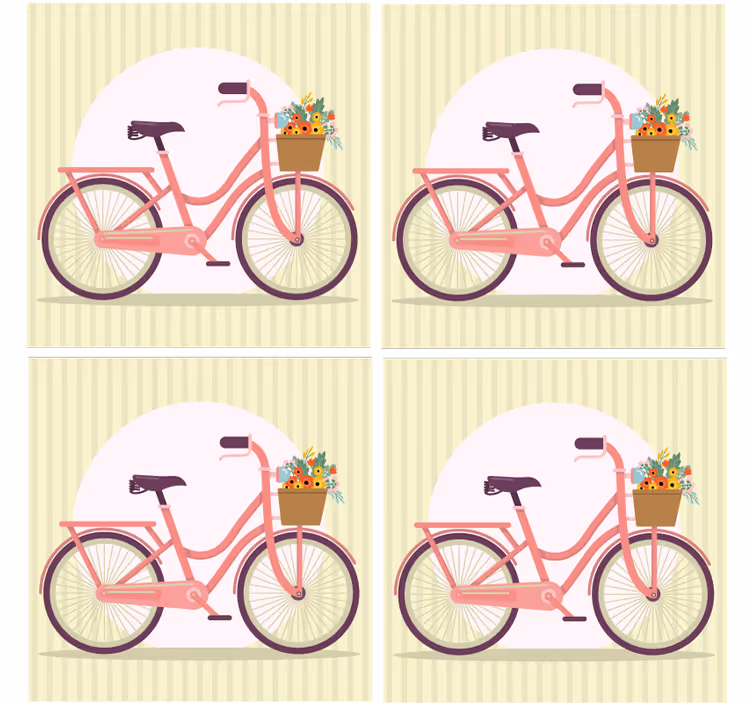 Glasunderlägg modernt rosa cykel med blommor - Tenstickers